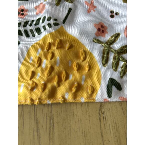 Vibrant Spring Lemons Butterfly Cottage Floral 72” Table Runner Textured Crochet - Picture 12 of 16